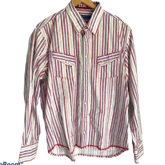 Georg Roth Other - Georg Roth Stripe Snap Up Long Sleeve Shirt Sz XL